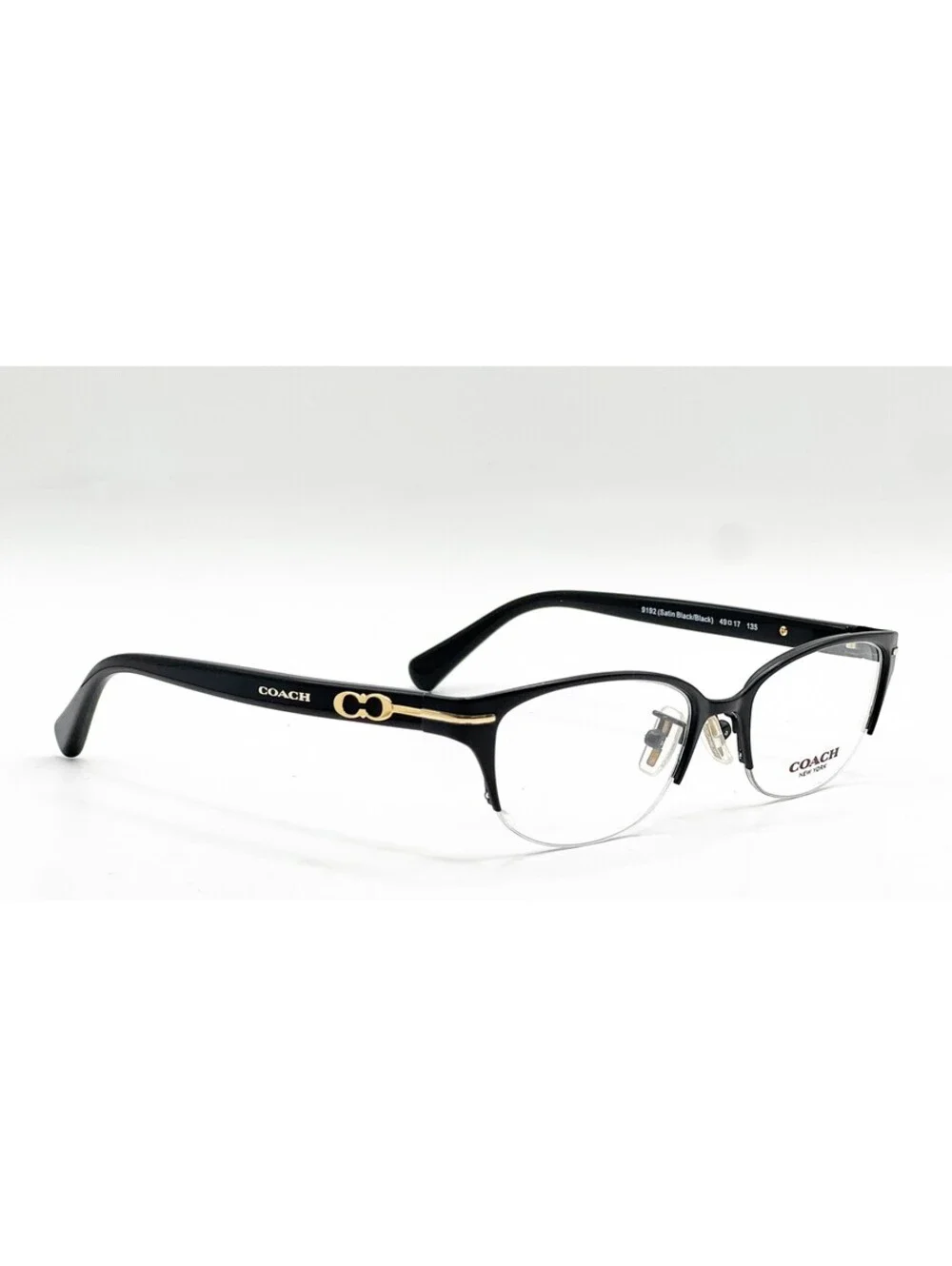 Coach HC 5058 9192 Satin Black Browline Authentic Eyeglass Frames 49-17-135